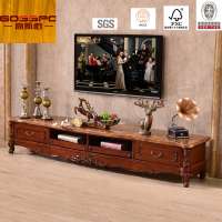 Solid Wood TV Cabinet Royal Living Room Furniture Teak Wood TV Stand