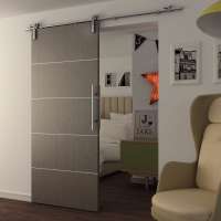 American style grey coffee sliding barn doors with sliding door hardware