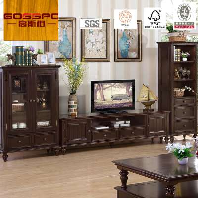 Teak Wood TV Stand for Living Room Classic Wooden TV Cabinet